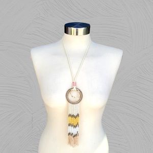 Handmade Beaded Long Statement Necklace